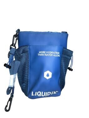 Liquid I.V sling Pouch Blue Mesh water bottle Cup Holder Hydration Logo Promo